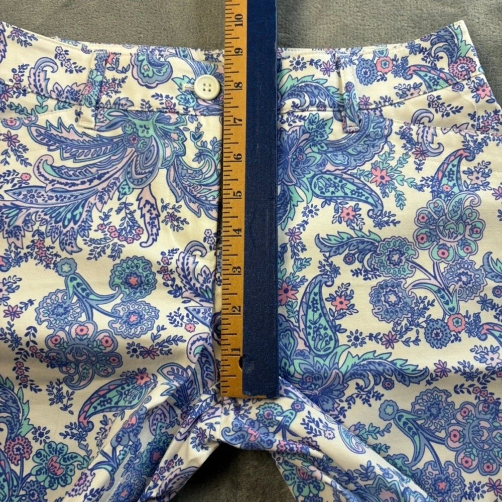 Talbots Petite Blue Pink Paisley Chino Shorts Size‎ 2P Cotton Stretch Summer
